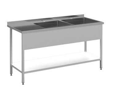 Виробничий стіл-мийка на 2-секції без полиці