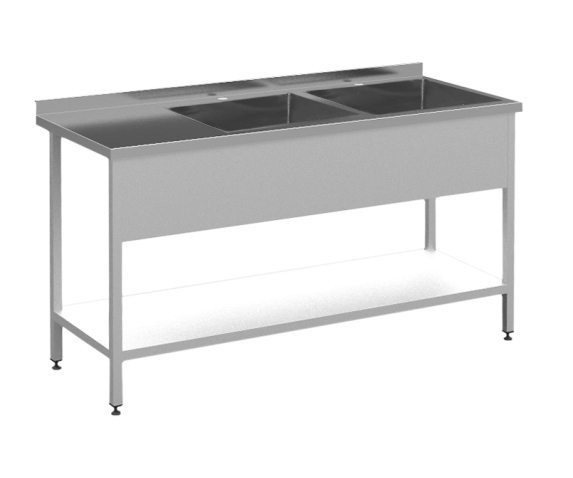 Виробничий стіл-мийка на 2-секції без полиці