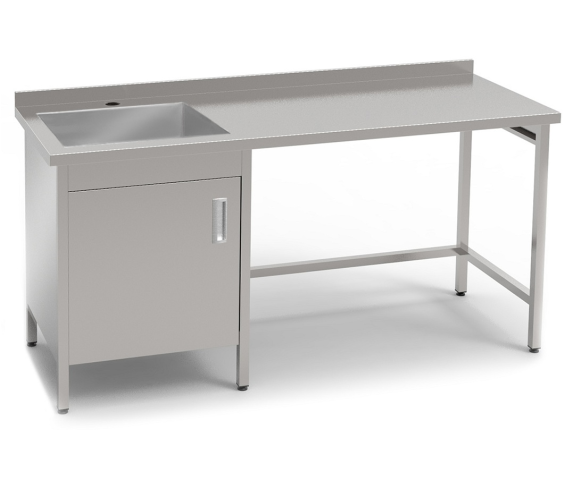 Стіл-тумба виробничий з мийкою, без полиці на 1-і двері