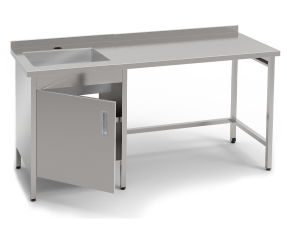 Стіл-тумба виробничий з мийкою, без полиці на 1-і двері