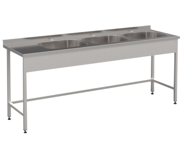 Виробничий стіл-мийка на 3-секції без полиці