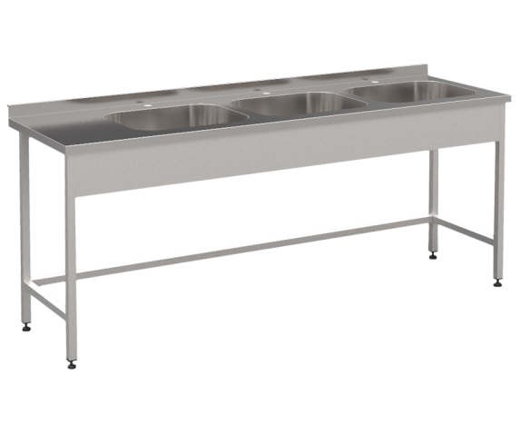 Виробничий стіл-мийка на 3-секції без полиці