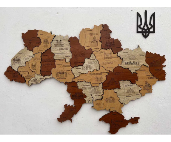 Карта України 3D об'ємна багатошарова 