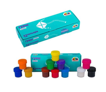 Фарба гуаш 12 кольорів