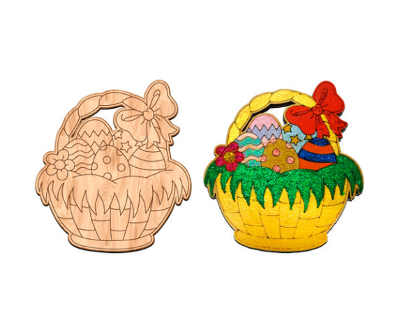 Дерев'яна розмальовка (кошик пасхальний) з магнітом