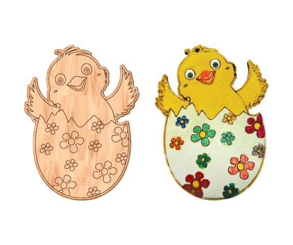Дерев'яна розмальовка (курча пасхальне) з магнітом