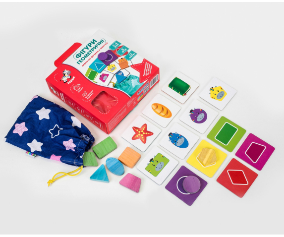 Геометричні фігури. Дерев’яні фігурки в мішечку