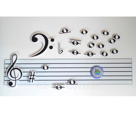 Набір магнітних нотних знаків (нотний стан, ноти, знаки)