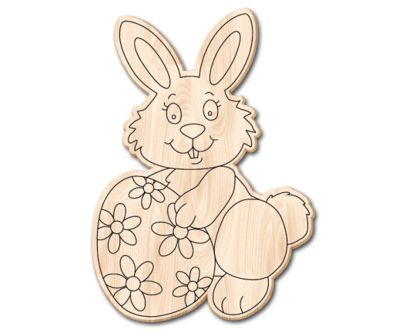Деревʼяна розмальовка (зайчик пасхальний) з магнітом