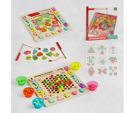 Ігровий центр "Мозаїка, сортер, шнурівка, магнітна риболовля"