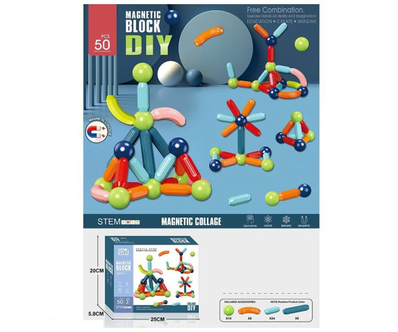Конструктор з магнітним з'єднанням, 50 деталей