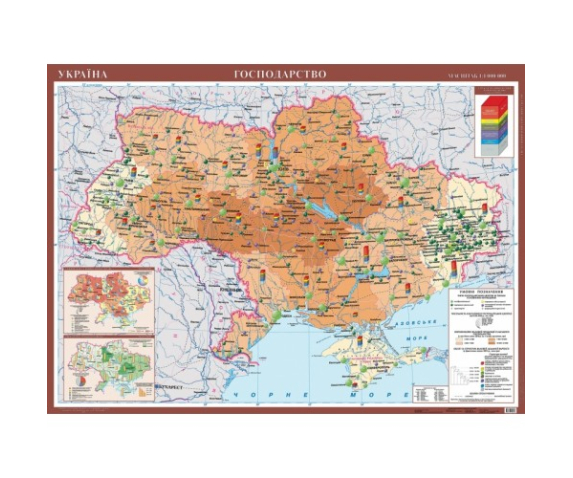 Україна. Господарство. Навчальна карта (на картоні на планках)