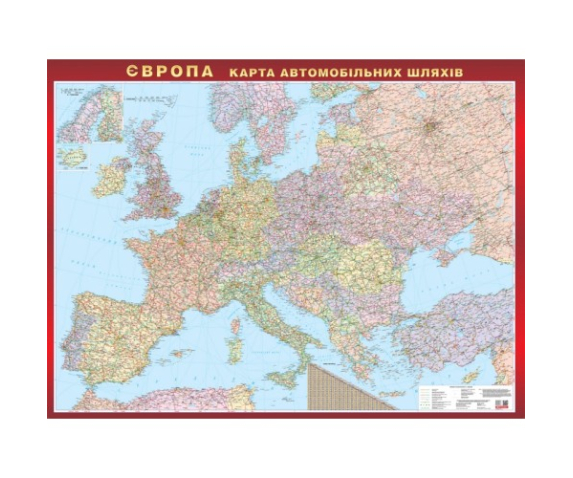 Європа. Карта автомобільних шляхів (на планках)