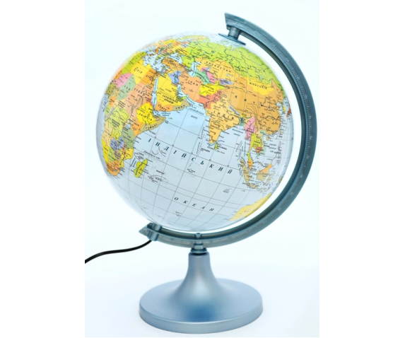 Глобус 250мм (Політико-фізичний) з підсвічуванням, українською мовою