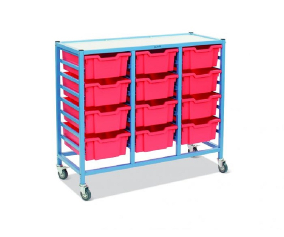 Мобільний стелаж металевий для зберігання дидактичного матеріалу (з 12 контейнерами F2)