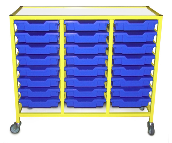 Мобільний стелаж металевий для зберігання дидактичного матеріалу (з 24 контейнерами F1)