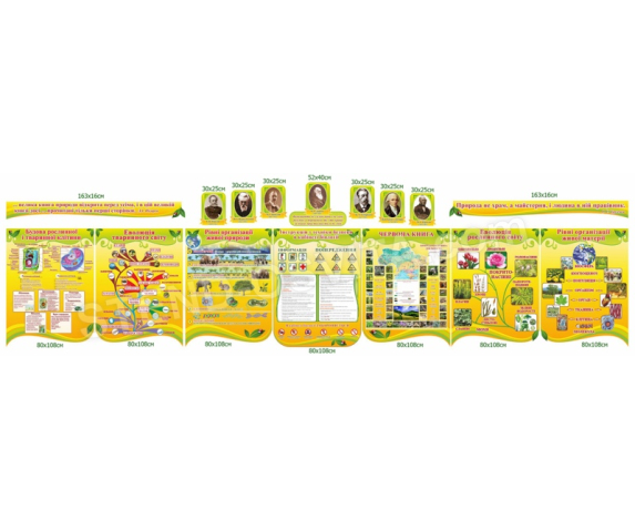 Повний комплект стендів для оформлення кабінету біології