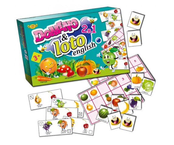 Настільна розвиваюча гра доміно+лото "Фрукти" (мова англійська)