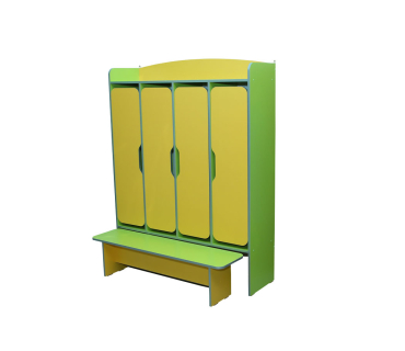 Шафа 4-дверна для роздягальні з лавкою