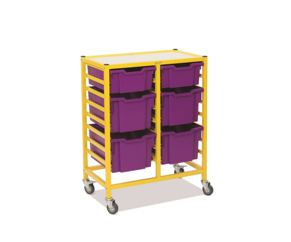 Мобільний стелаж металевий для зберігання дидактичного матеріалу (з 6 контейнерами F2х2 + F3х4)