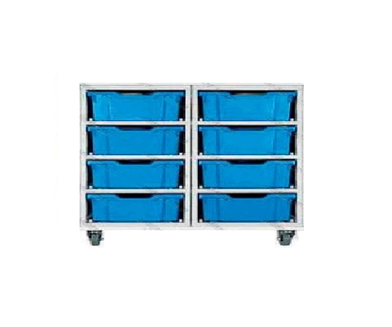 Мобільний стелаж пластиковий для зберігання дидактичного матеріалу (на 8 контейнерів F2)