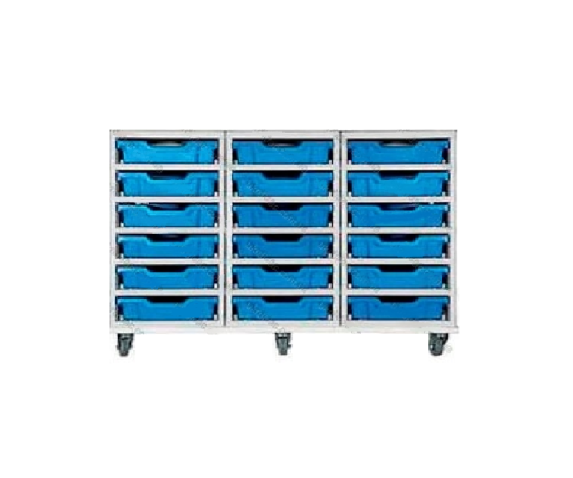 Мобільний стелаж металевий для зберігання дидактичного матеріалу (на 18 контейнерів F1)