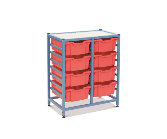 Мобільний стелаж металевий для зберігання дидактичного матеріалу (з 8 контейнерами F2)