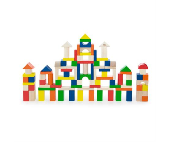 Набір дерев'яних кубиків "Кольори та форми" 100 шт.