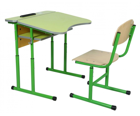 Комплект учнівський одномісний, антисколіозний, регульований по висоті, №4-6, стіл з площадкою та полицею
