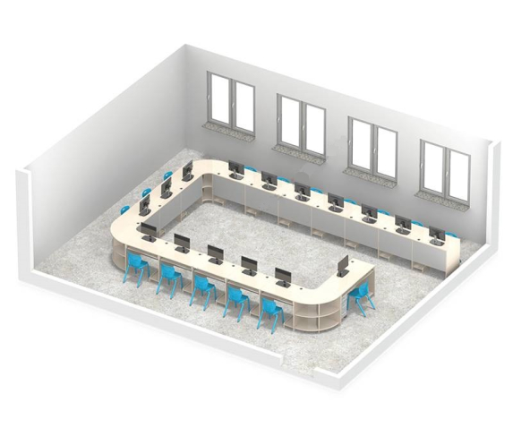 Комплект меблів для лінгафонного кабінету та кабінету інформатики (15+1 робочих місць)