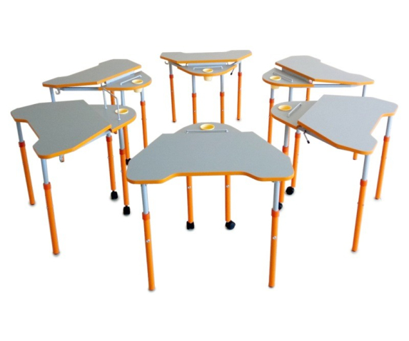 Парта мобільна з регулюванням висоти та нахилу стільниці, з полицею, ростова група №3-6