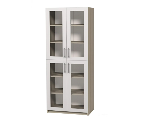Шафа 4-х дверна з 4-ма скляними дверцятами та полицями