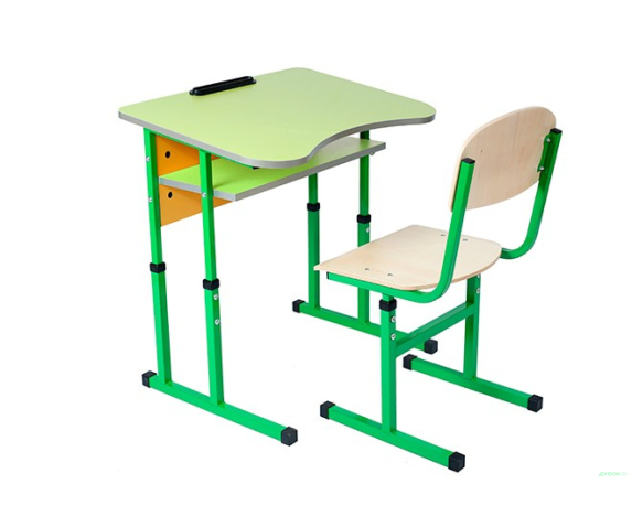 Комплект учнівський одномісний, антисколіозний, регульований по висоті, №4-6, з полицею