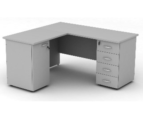 Стіл учительський лівосторонній з тумбою та 5- ма висувними ящиками