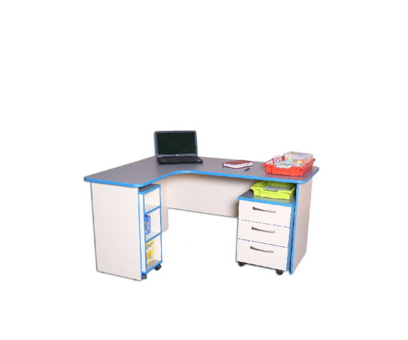 Стіл учительський (кутовий з 2-ма мобільними тумбами)