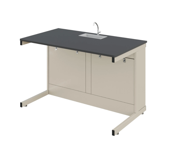 Стіл лабораторний двомісний з мийкою МДФ+HPL